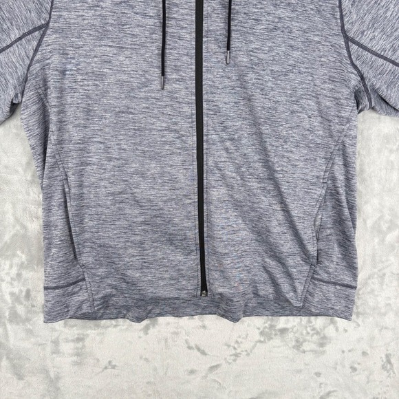 Zella Men Heathered Track Jacket Gray Blue Full Zip Hooded 2XL Polyester Spandex - Picture 6 of 14